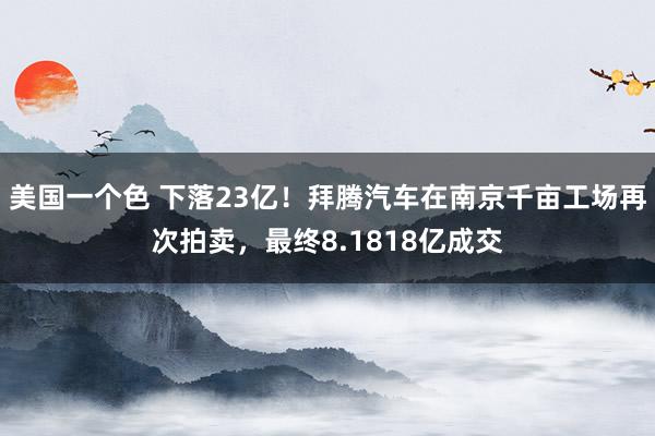 美国一个色 下落23亿！拜腾汽车在南京千亩工场再次拍卖，最终8.1818亿成交