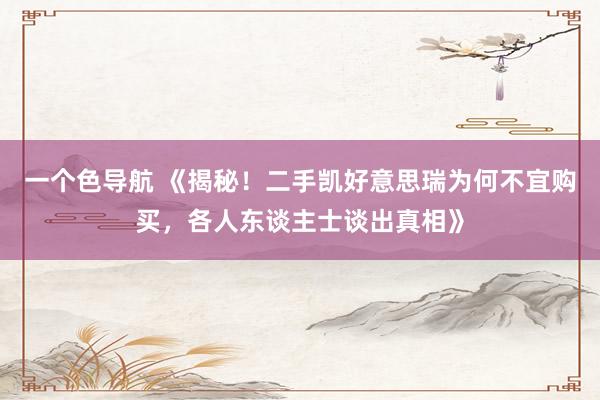 一个色导航 《揭秘！二手凯好意思瑞为何不宜购买，各人东谈主士谈出真相》