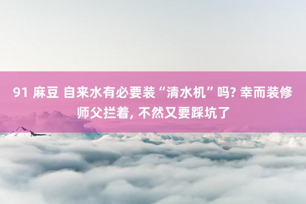 91 麻豆 自来水有必要装“清水机”吗? 幸而装修师父拦着， 不然又要踩坑了