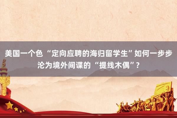 美国一个色 “定向应聘的海归留学生”如何一步步沦为境外间谍的 “提线木偶”?