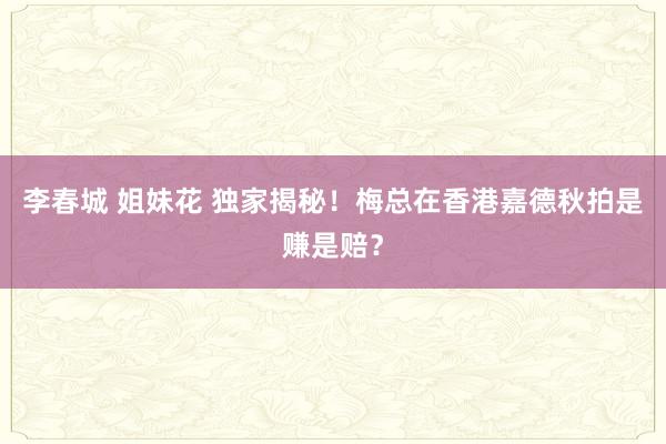 李春城 姐妹花 独家揭秘！梅总在香港嘉德秋拍是赚是赔？